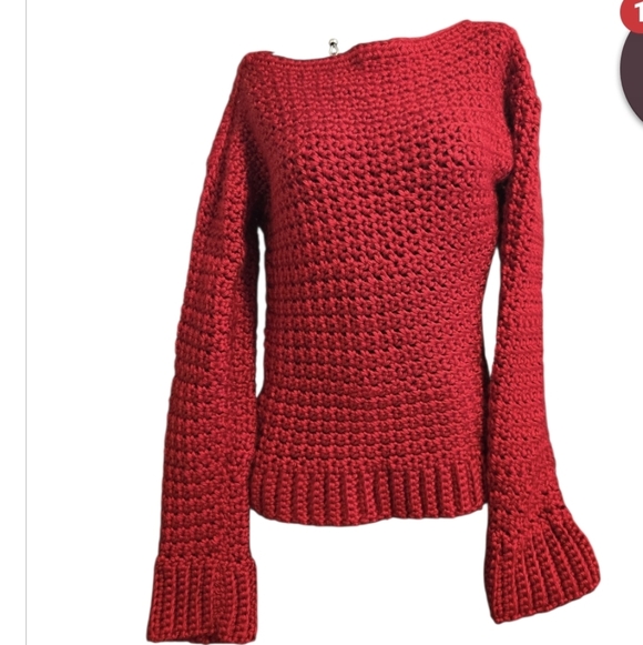 Handknit Red Knit Sweater - Picture 9 of 9